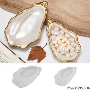 Stampo in silicone a forma di conchiglia di ostrica per resina, gesso, cemento, fai da te, portacandele, vassoio, stampo per artigianato - Product Image 2