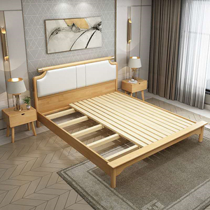 Nueva cama moderna de madera maciza 1,2/1,5/1,8 m cama doble muebles de troncos para cama infantil para <span class=keywords><strong>alquiler</strong></span> de apartamento en casa - Product Image 5
