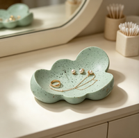 Plateau à bijoux en polyrésine imitation terrazzo en forme de nuage, plat à bibelots en résine imitation terrazzo, plateau de vanité moucheté, plateau de rangement décoratif