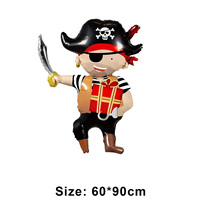 Ballon en aluminium Requin Bateau Pirate pour la décoration de fête d'anniversaire de garçon sur le thème de la chasse au trésor en piscine estivale