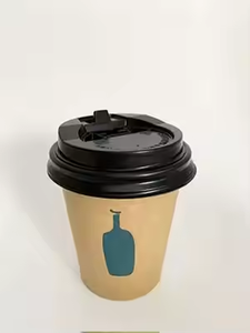 Vaso de café biodegradable desechable de pulpa de bagazo natural blanco/marrón de 80/90 mm con tapa - Product Image 2