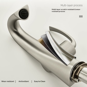 All-copper Single Handle <b>Brushed</b> Ceramic Lift Type High-End Gun Gray Hot/Cold Water Mixer <b>Deck</b> Mounted Modern Design Bathroom 06 - Product Image 6