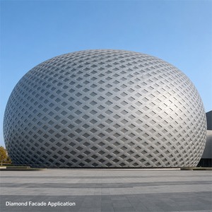 Revestimiento de Fachada de Pared Cortina con Patrón de Diamante, Revestimiento Exterior de Aleación de Aluminio para Edificios, para Proyectos Comerciales - Product Image 1