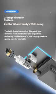 LED sıcaklık göstergesi, piyano anahtar kontrolü, geniş raf ve havai yağmur biçimli duş ile C vitamini filtre duş sistemi - Product Image 5