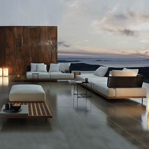 Villa moderna de color natural, atractivo estético, asientos profundos, muebles de jardín de <span class=keywords><strong>madera</strong></span>, sofá de <span class=keywords><strong>madera</strong></span> para exteriores - Product Image 2