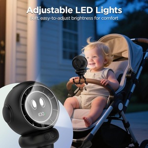 Ventilateur de poussette 4000mAh, ventilateurs à clipser pour bébé avec 4 vitesses, écran LED, lumière de nuit 360° °   Ventilateur <span class=keywords><strong>portable</strong></span> rechargeable rotatif - Product Image 4