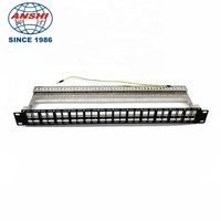 ANSHI 1U 48 Port 19 inci CAT5E CAT6 CAT6A Panel Patch STP terlindung dengan produk telekomunikasi manajemen kabel