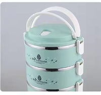 Boîte à lunch ronde durable en acier inoxydable, double couche, boîte à lunch bento à vapeur avec trou d'aération