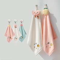 FF4646 salle de bain cuisine mignon brodé essuie-mains absorbant non pelucheux suspendu microfibre chiffon de nettoyage séchage des mains serviette