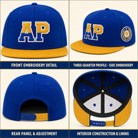 Cappelli Snapback Strutturati a 6 Pannelli con Visiera Piatta, Traspiranti e Regolabili per Esterni, Produzione OEM ODM all'Ingrosso Direttamente dalla Fabbrica