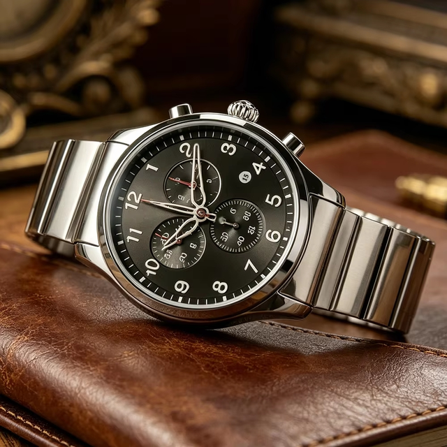 Quartz Fashion Watches For Men Women Simple Coin Design Stainless Steel 22mm Waterproof Sapphire Crystal Chronograph Watch