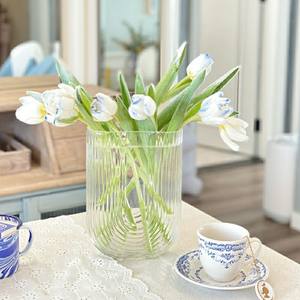 Vase de table en verre épais coloré transparent, design zen asiatique, écologique, durable, pour la décoration de la maison - Product Image 4