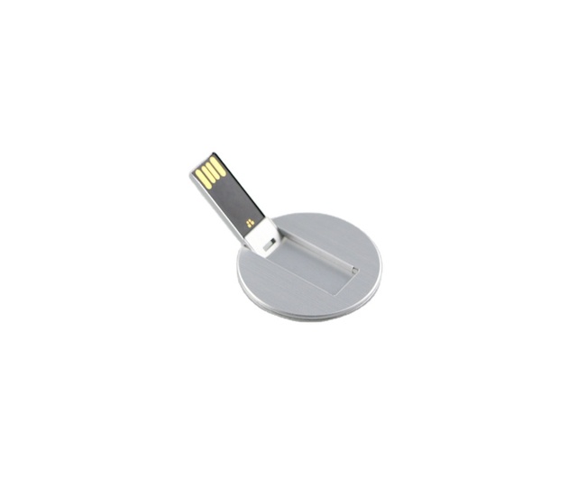 OEM Customizable Logo Round Metal Card USB Flash Drive 128mb 512mb 1GB 2GB 4GB Circle USB Card for Promotional Gifts
