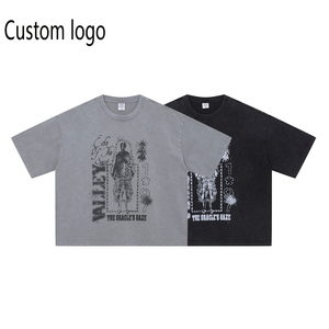 Camiseta de Corte Cuadrado para Hombre con Logotipo Personalizado, Estilo Urbano, Oversize, de Algodón, Manga Corta, Moda Urbana - Product Image 1