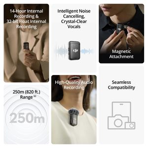 DJI Mic 2 Transmitter Single <b>Wireless</b> <b>Microphone</b> Shadow Black with Intelligent Noise Cancelling for Livestream - Product Image 4