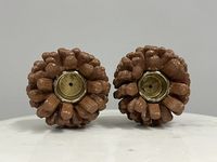 Adorno de Otoño para el Hogar, Decoración Vintage con Dos Conos de Pino, Portavelas para Árbol de Navidad, Regalo Decorativo, Candelabros Marrones