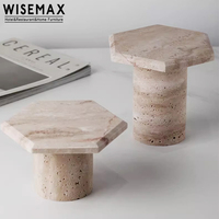 WISEMAX FURNITURE Europe Meubles décoratifs rétro en marbre Hexagon Top High Leg Travertin Support pour la décoration