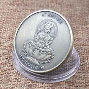 Đồng cổ Ấn Độ Nữ Thần Đồng Tiền Xu lakshmi Phong thủy huyền thoại con thú may mắn đồng xu cũ - Product Image 4