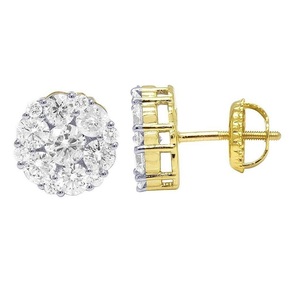 Premium Stylish Round Cluster <b>Earrings</b> in 10K White Gold with Lab Grown Diamonds Classic Luxury Jewelry for Modern Fashion - Product Image 1