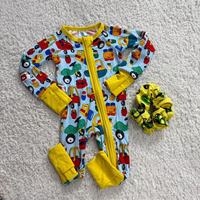 Pyjamas en bambou pour nouveau-nés et tout-petits, combinaisons à fermeture éclair en tissu de bambou pour bébés, vente en gros