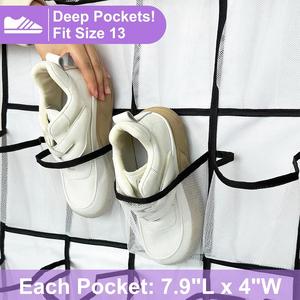 Portable Door Hanging <b>Shoe</b> <b>Storage</b> Bag <b>Wall</b> <b>Mount</b> 35 <b>Shoe</b> Organizer with White Grid Bag for Home - Product Image 4