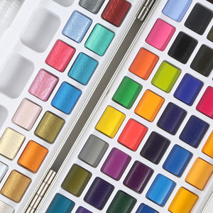 Professionelle 50/72/90 Einschließlich <span class=keywords><strong>Metallic</strong></span> und Fluoreszierende Farben in Tragbare Box soild Aquarell malen Set für Künstler - Product Image 5