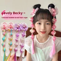 Nouveaux accessoires pour cheveux de dessin animé, nœud papillon, paillettes, plastique/résine, perruque à tresse à bulles Pinkie Pie, super irisé, petit élastique pour cheveux de fête