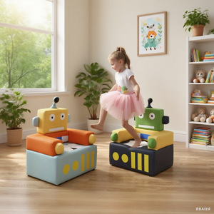 Mini-canapé pour enfants en tissu, design robot, avec dossier, pour les enfants de 3 ans et plus, siège pour chambre d'enfant - Product Image 2