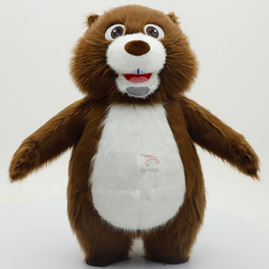 Costumes <span class=keywords><strong>de</strong></span> mascotte <span class=keywords><strong>de</strong></span> <span class=keywords><strong>castor</strong></span> marron à longue fourrure moelleuse, style anime, pour fêtes et danses, 2,2 m, pour cosplay d'animal <span class=keywords><strong>de</strong></span> rivière, vêtements gonflables - Product Image 1