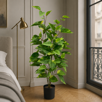 Plante artificielle verte et jaune en forme de cœur de 90 cm de haut, feuillage varié réaliste, faux buisson en pot pour villa, hall d'hôtel