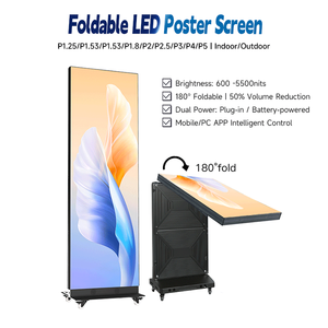Gob P1.86 P1.25 P1.53 P2.5 P2แบบพกพาหน้าจอโปสเตอร์ LED แบบพับได้เคลื่อนย้ายได้ป้ายดิจิตอลแบนเนอร์วิดีโอผนัง - Product Image 2