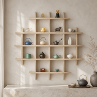 Étagère murale en bois pour tasses à café 5x5, pour tasses à thé et soucoupes, étagère en bois rustique, marron