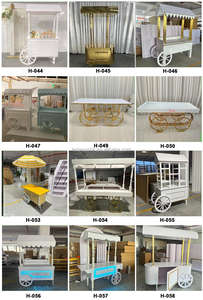 Carrito de Decoración para Bodas al Aire Libre LEDA, Exhibición de Flores para Fiestas, Carrito de Algodón de Azúcar, Carrito de Dulces Negro - Product Image 3