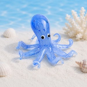Figurine de pieuvre en verre soufflé artisanal, sculpture colorée, ornement animalier - Product Image 6