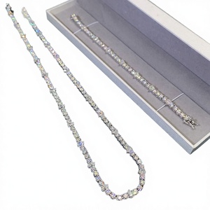 925 Sterling <b>Silver</b> Chain Round Brilliant Cut Diamond Moissanite Tennis <b>Bracelet</b> Women's GRA Certified Trendy - Product Image 2