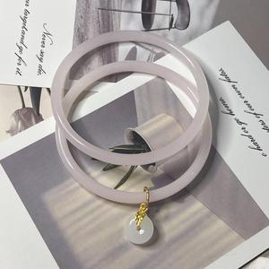 Brazalete de Imitación de Jade con Degradado de Color Estilo Chino, Diseño Simple, Amuleto Ruyi, Brazalete de Calcedonia Esmaltada para Mujer - Product Image 2