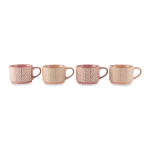 Ensemble de 4 tasses en céramique rose élégant, design empilable, qualité alimentaire, pour café et thé, cadeaux d'affaires, retraite, vente en gros - Product Image 4