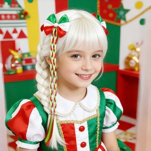 Extensions de cheveux tressées longues et droites sur le thème du football, rouge, blanc, vert, accessoire pour cheveux - Product Image 4