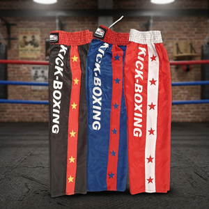 Pantalon de kickboxing sur mesure pour homme, 100 % polyester, équipement d'arts martiaux, motifs sublimés, sangles latérales, personnalisable OEM - Product Image 5