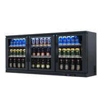 Réfrigérateur à boissons avec porte vitrée et congélateur inférieur à dégivrage manuel pour comptoirs de bar, dégivrage automatique par refroidissement par air