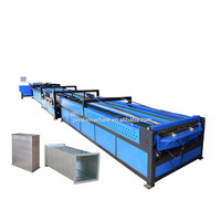 Ligne de production de conduits d'air automatiques Preda 1250 mm en tôle galvanisée, contrôlée par PLC, avec une épaisseur de 0,5 à 1,5 mm et une puissance de 30 kW