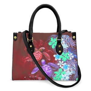 <span class=keywords><strong>INSTANTARTS</strong></span> F73 2021 Petit sac à main de luxe pour femme en cuir PU blanc, motif tribal tortue bleu-vert polynésien Kosrae, imperméable - Product Image 3
