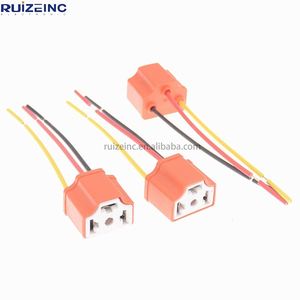 Enchufe H4 para bombilla de coche, enchufe naranja de cerámica, Conector de enchufe de tres orificios, soporte de lámpara, enchufe H4 de cerámica resistente a la temperatura - Product Image 2