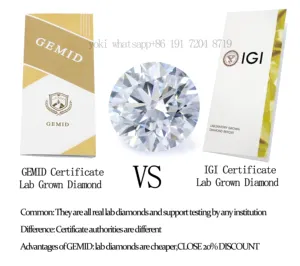 공장 가격 CVD HPHT 루스 랩 그로운 다이아몬드 1ct1.5ct2ct3ct3 DEF 컬러 합성 다이아몬드 루스 GEMID 인증서