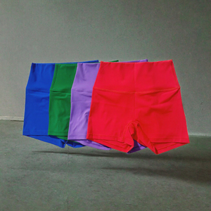 <b>Women</b> High Waist Biker Shorts Breathable Cotton Blend Yoga Fitness Shorts Solid Color - Product Image 3