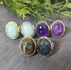 <span class=keywords><strong>Bijoux</strong></span> rétro plaqué argent bague en pierre <span class=keywords><strong>véritable</strong></span> haute qualité <span class=keywords><strong>améthyste</strong></span> amazonite labadorite bague ouverte réglable <span class=keywords><strong>bijoux</strong></span> en gros - Product Image 1