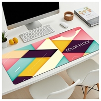 Tapis de souris de jeu unisexe en caoutchouc naturel écologique, grand format, imperméable et antidérapant, avec design color-block tendance, en stock