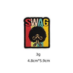 Computer Embroidery Iron on Cute <b>Black</b> Girl Patches for Clothing Bag Decoration - Product Image 6