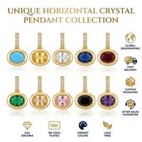 Collar con Colgante de Cristal Chapado en Oro Personalizado SongYi para Mujer, Dijes de Piedras Preciosas Coloridas, Joyería de Circonia AAA, Proveedor Mayorista