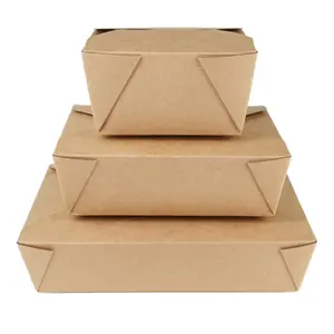 Biologisch abbaubare Lebensmittel verpackung Kraft papier Mittagessen Lebensmittel Salat Lunchbox Imbiss behälter